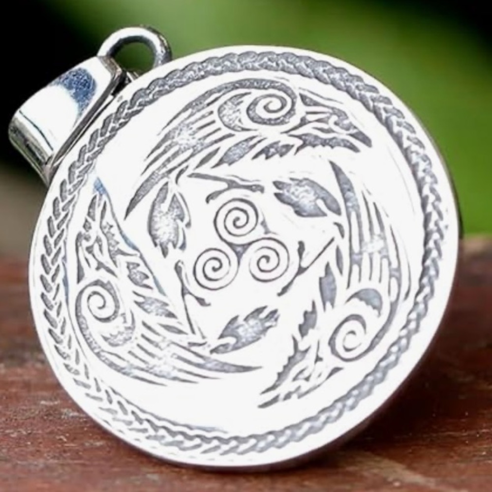 Odins Road to Valhalla Medallion, Men’s Stainless Steel Pendant Necklace